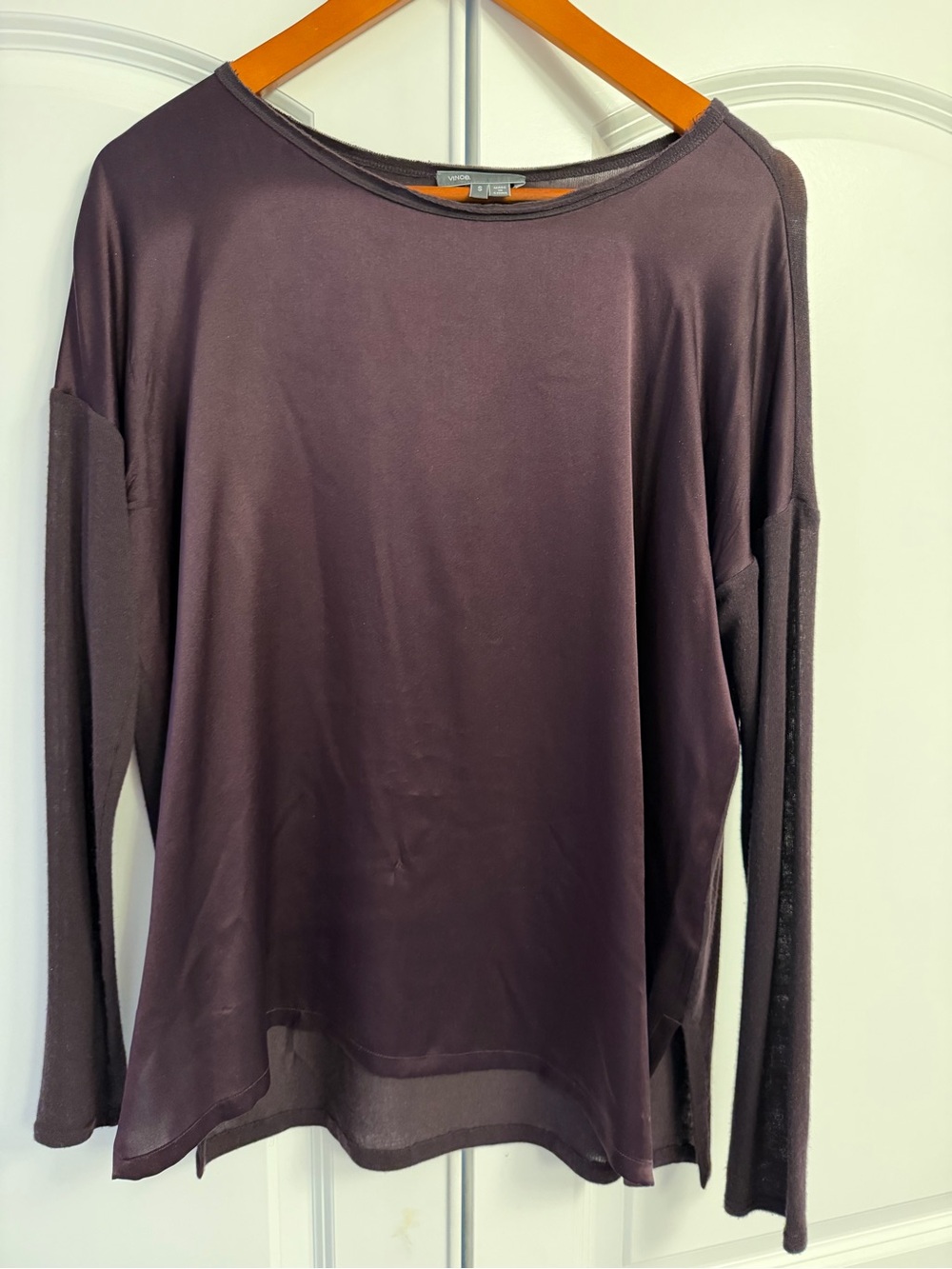 Vince Plum Long-Sleeve Scoop Neck Top